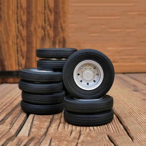 4pcs/set 1/24 scale tyre model diecast alloy truck rubber wheel model modified semi-trailer truck tire accessories model display ► Photo 1/4