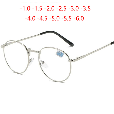 Retro Oval Myopia Glasses Finished Women Men Metal Silver/Black/Gold Prescription Eyeglasses Diopter -1.0 -1.5 -2.0 To -6.0 ► Photo 1/6