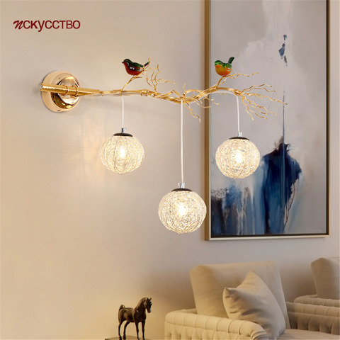 Nordic Bird Nest Aluminum Art Deco Wall Lamp For Dining Room Villa Living Room Corridor Led Sconce Light Romantic Kids Fixtures ► Photo 1/1