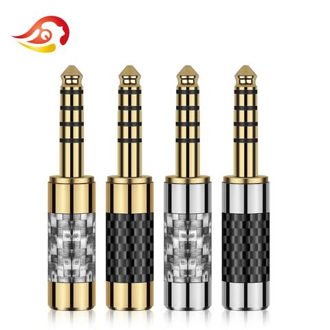 QYFANG 4.4mm 5 Pole Gold Plated Copper Earphone Plug Carbon Fiber Audio Jack Balanced Wire Connector Alloy Shell Metal Adapter ► Photo 1/6