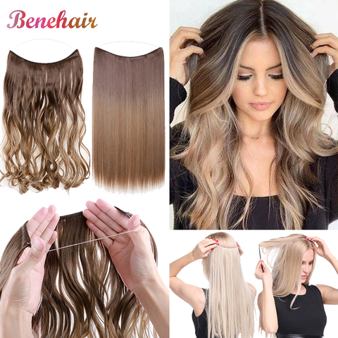 BENEHAIR Invisible Wire No Clips In Hair Extensions Secret Fish Line  Hairpieces Synthetic Hair Extensions Fake Hair For Women - Price history &  Review | AliExpress Seller - Benehair Official Store 