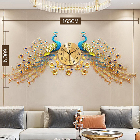 Large Golden Peacock Wall Clock Luxury Home Decor Silent Wall Clocks Living Room Bedroom Digital Mute Clock Wall 3D Wall Decor ► Photo 1/6