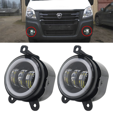 Pair 3.5inch Round Led Fog Lights driving light with White amber Halo lada Priora for Gazelle Russia cars fog lamp ► Photo 1/6