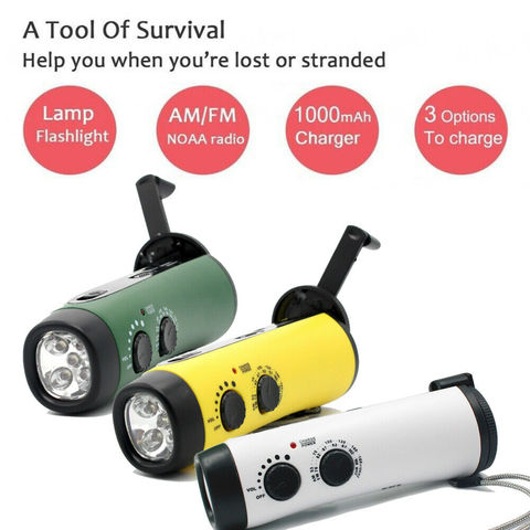 Emergency Solar Hand Crank Dynamo AM/FM/WB Radio LED Flashlight Phone Charger ► Photo 1/6