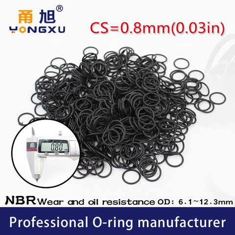 Nitrile Rubber 10PCS/lot Black NBR CS 0.8mm thickness OD6.1/6.6/8/8.25/8.6/9.5/11.8/12.3mm O Ring Gasket waterproof watch oring ► Photo 1/6