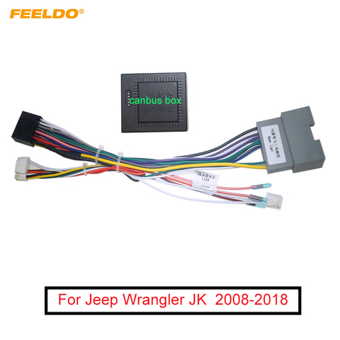 FEELDO Car 16pin Android Wiring Harness With Canbus For Jeep Wrangler JK (2008–2022) Aftermarket Stereo Installation ► Photo 1/6