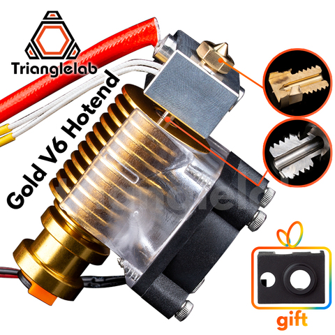 V6 gold HeatSink v6 hotend 12V/24V remote Bowen J-head and cooling fan bracket for E3D HOTEND for PT100 titan extruder V6 nozzle ► Photo 1/4