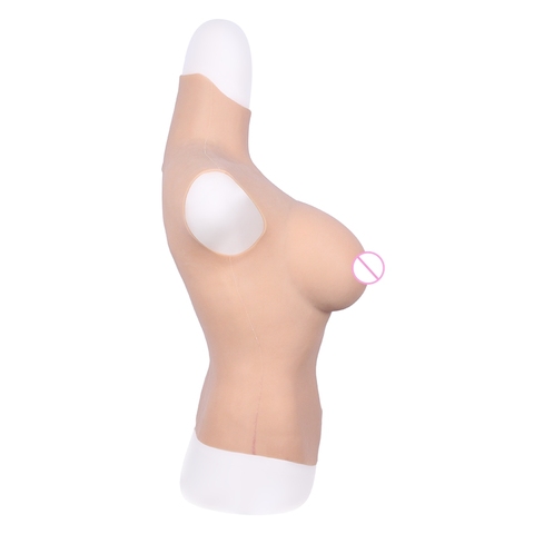 C CUP Half Bodysuit High Collar Neck Fake Artificial Boobs Realistic Silicone Breast Forms Crossdresser Shemale Drag Queen 4G ► Photo 1/6