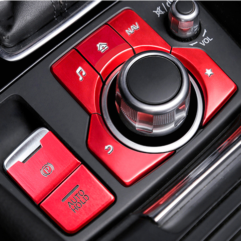 Car Styling HandBrake Parking Brake AUTO HOLD & Multimedia Button Cover Frame Trim Sticker For Mazda 3 Axela CX-4 CX-5 LHD ► Photo 1/6