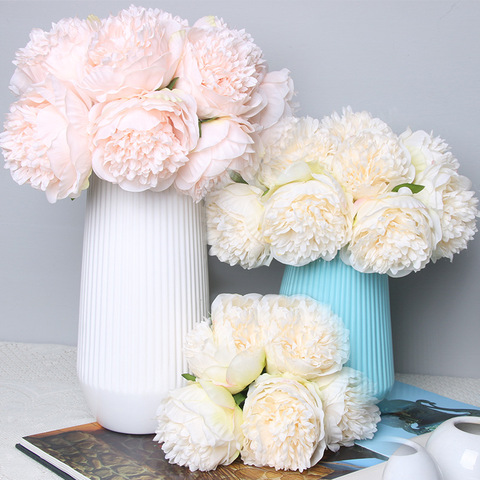 5Big Heads 11cm Diameter Rose Pink Peony Artificial Flowers Bouquet Fake Flower for Home Bride Wedding Decoration Marriage Decor ► Photo 1/6