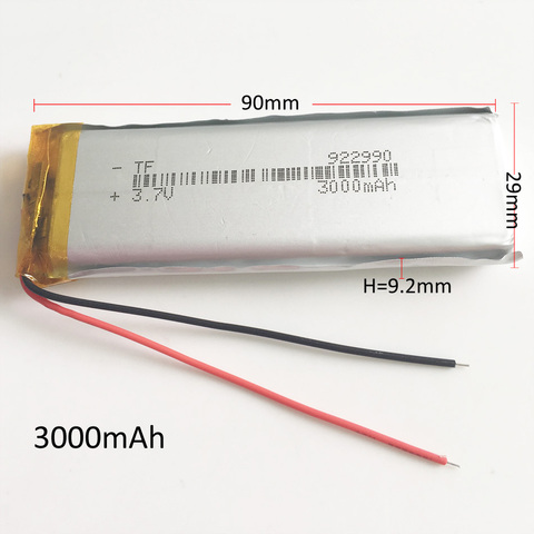 922990 3.7V 3000mAh Polymer Lithium LiPo Rechargeable Battery Cell For MP3 GPS DVD Tablet PC table lamp power bank Laptop MID ► Photo 1/6