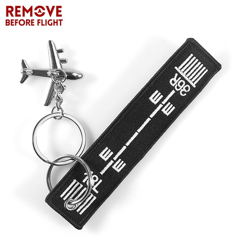 Black Airway Key Chain Anahtarlik Label Embroidery Keychain with Metal Plane Key Chain for Aviation Gifts Car Keychains ► Photo 1/6