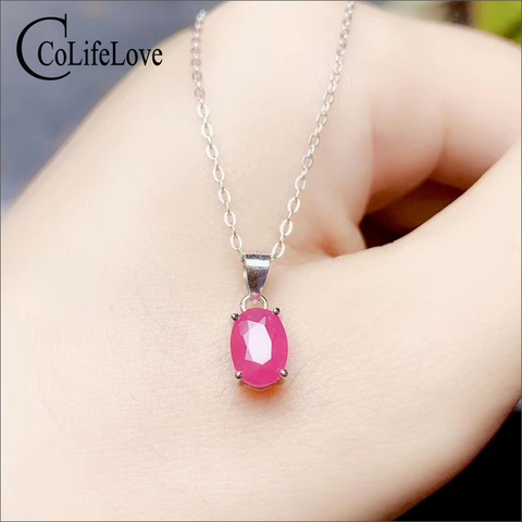 CoLife Jewelry Ruby Pendant for Daily Wear 5mm*7mm I Grade Natural Ruby Silver Pendant 925 Silver Ruby Jewelry for Office Woman ► Photo 1/6