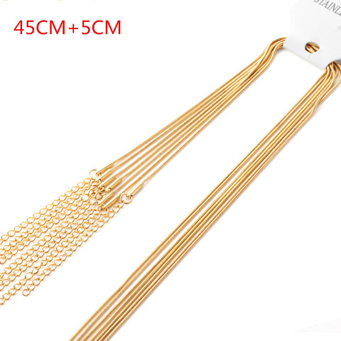 LUXUSTEEL 10Pcs/lots 45CM+5CM Extender Chains Necklace No Fade Gold Silver Color Width 1mm 2mm Stainless Steel Snake Chain Party ► Photo 1/6