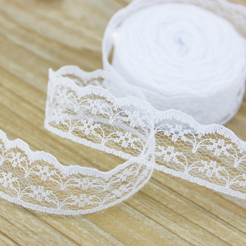 (10 yards/roll) 2.25cm White Lace fabWebbing Decoration Lovely gift packing Cotton Material ► Photo 1/6