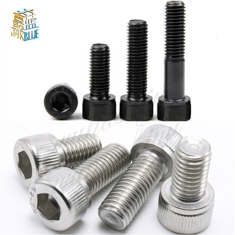 10pcs M3 M4 M5 M6 M8 304 A2 Stainless Steel Black grade 12.9 steel DIN912 Hexagon Hex Socket Head Cap Allen Bolt Screw L=4-60mm ► Photo 1/2