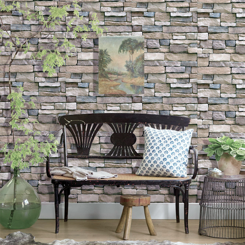 Stone Peel And Stick Wallpaper Removable Contact Paper Self Adhesive Paper 3D Faux Textured Stone Wall Look Rustic Brick Papers ► Photo 1/6