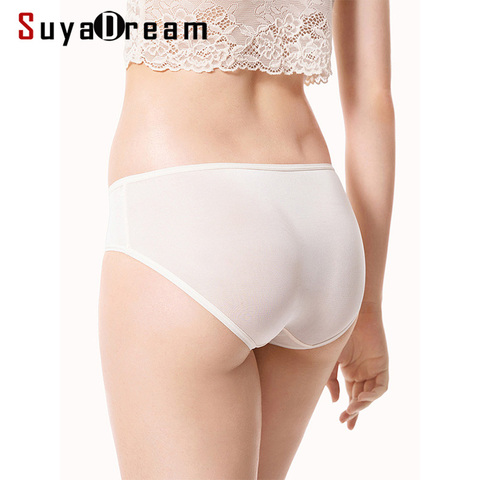 SuyaDream 3pcs/lot Women Panties 100% Natural silk Briefs Mid-rise Underwear Health Underpants 2022 New Everyday wear Intimates ► Photo 1/5