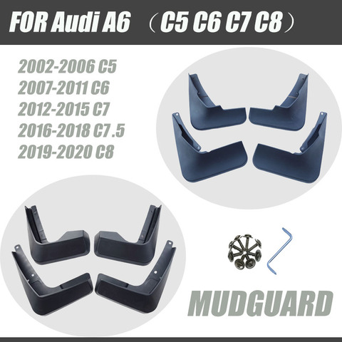 Mud flaps For Audi A6 C5 C6 C7 C8 mudguards fender A6 mud flap splash guards car accessories auto styline Front rear 2002-2022 ► Photo 1/1