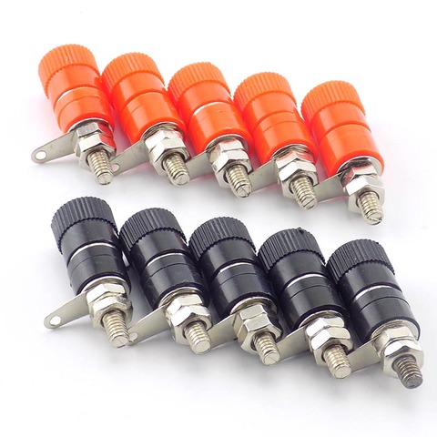 4 10pcs 4mm Banana Plugs Socket Connector Nickel Plated Binding Post Nut Banana Plug Jack Connector Red Black DIY Connectors ► Photo 1/6