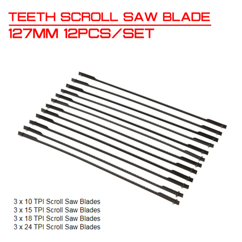 127mm 12Pcs/set Teeth Scroll Saw Blade Woodworking Power Tool Accessories Black for Cutting Wood ► Photo 1/6