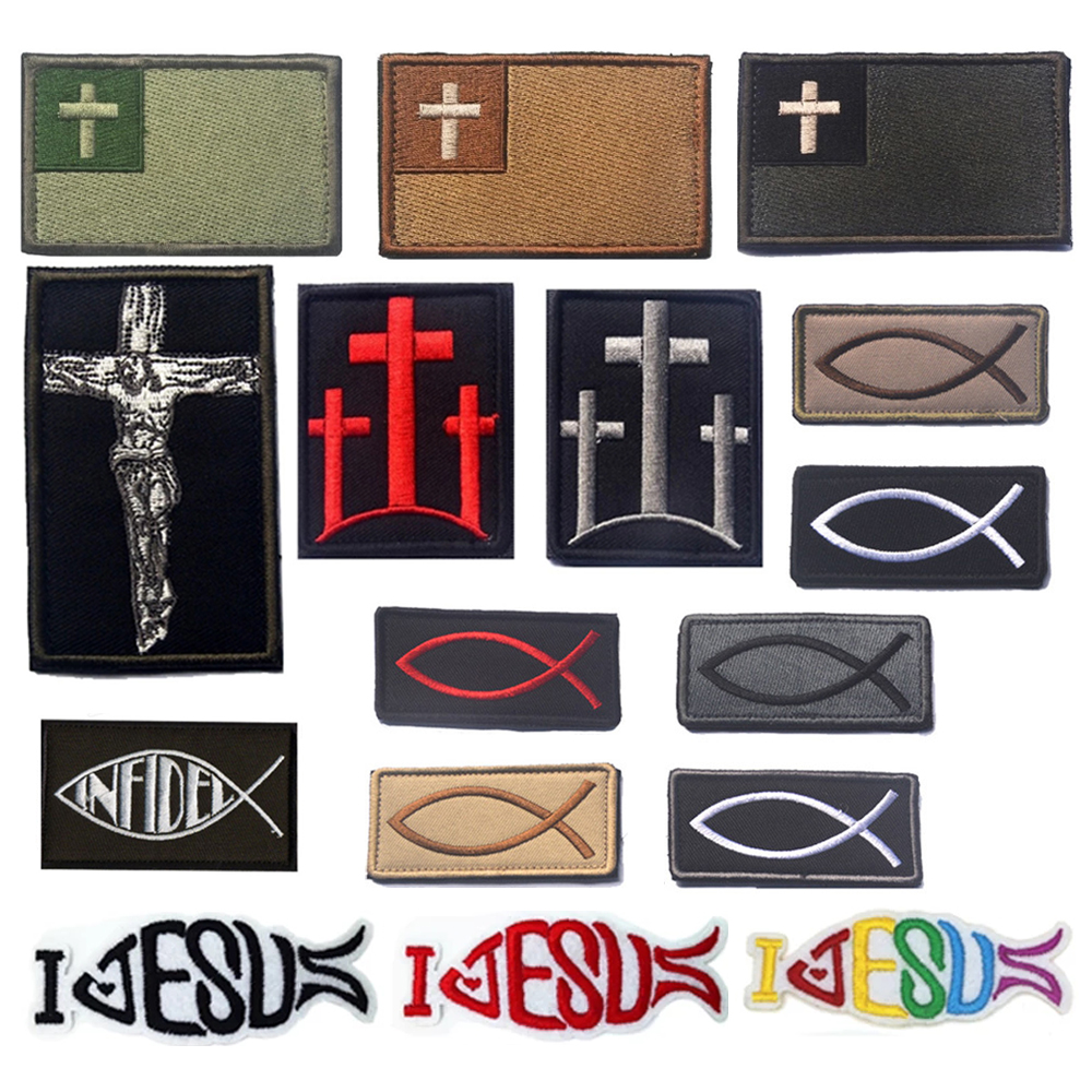 Christian Cross Patch Christian Flag Patch Embroidered Tactical Morale  Patches Military Flag Emblem Badge Hook & Loop - AliExpress