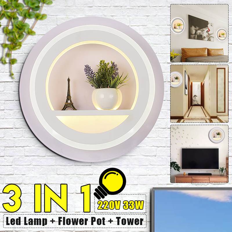 28cm LED Wall Lamp Remote Control Simplicity Modern Bedroom Living Room Decoration Lighting Wall Light With Flower And Tower 33W ► Photo 1/6