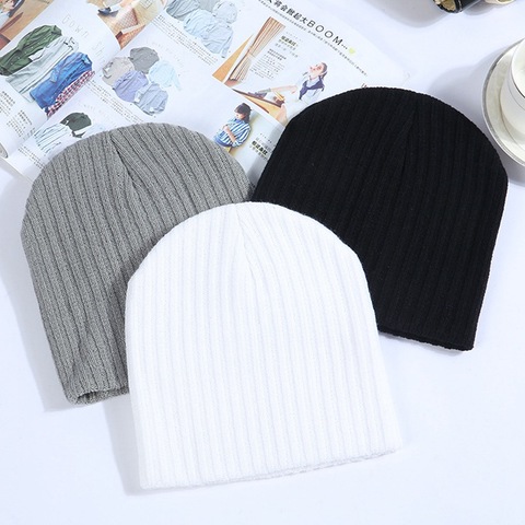 WZCX Solid Color Stripe Short Beanie Keep Warm Fashion New Simple Casual Hip Hop Men'S Winter Hat Ski Cap ► Photo 1/6