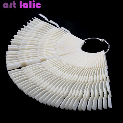 150pcs Nail Art Fan Shape Display Natural Chart Gel Polish Coloring Sample Practice Training False Nail With Removable Ring ► Photo 1/6