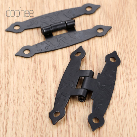 dophee Cabinet Door Luggage Hinge 4 Holes Decor Furniture Decoration Antique Vintage Old H Hinges Bronze Tone With Screw ► Photo 1/6