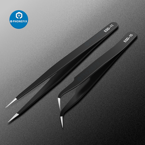 2pcs/lot Precision Tweezers Anti-static Tips Stainless Steel ESD Tweezers Electronics Repair Tools for Phone Motherboard Repair ► Photo 1/6