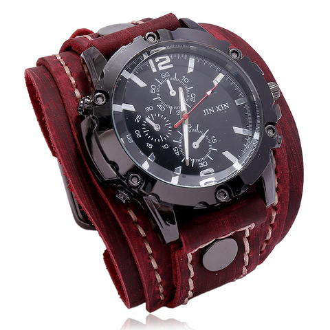 2022 New Luxury Mens Watches Top Brand Leather Watchband Chronograph Sport Punk Style Quartz Watch For Men Relogio Masculino ► Photo 1/6