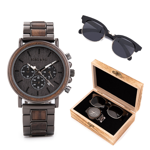 Men Watch Sunglasses Women BOBO BIRD relogio masculino in Suit Present Box Wristwatch Male Stopwatch saat erkek Timepieces ► Photo 1/1