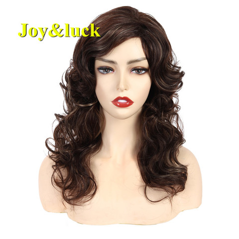 Joy&luck Long Culry Ombre Blonde Wig Synthetic Wigs African Brown Wigs for Women Gold Luffy  Natural Hair Full Wig With Bangs ► Photo 1/6