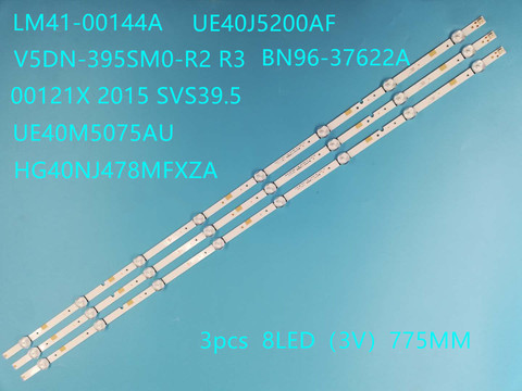 New 3 PCS 8LED LED backlight strip for Samsug UE40J5200AF V5DN-395SM0-R2 R3 BN96-37622A LM41-00144A 00121X 2015 SVS39.5 FCOM FHD ► Photo 1/5