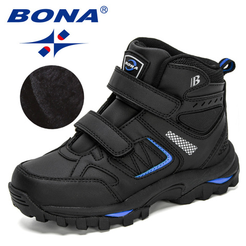 BONA 2022 New Arrival High Top Sneakers Boys Casual Shoes Girls Plush Warm Snow Footwear Children Cimbing Walking Boots Kids ► Photo 1/6