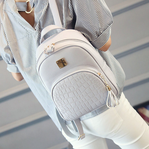 2022 Fashion Women Backpack PU Leather Schoolbag for Teenager Girls Female Preppy Style Solid Small Backpack School Travel Pack ► Photo 1/6