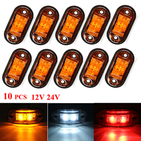 10PCS Amber 2 Led Light Oval Clearance Trailer Car Truck Side Marker Tail Lamp Warning Light Side Marker Lamp 12V 24V led ► Photo 1/6