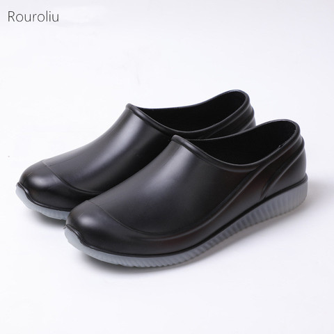 Rouroliu Men Platform Ankle Rainboots 2022 Spring Autumn Non-Slip Work Water Boots Waterproof Couple Shoes 36-45 ► Photo 1/6