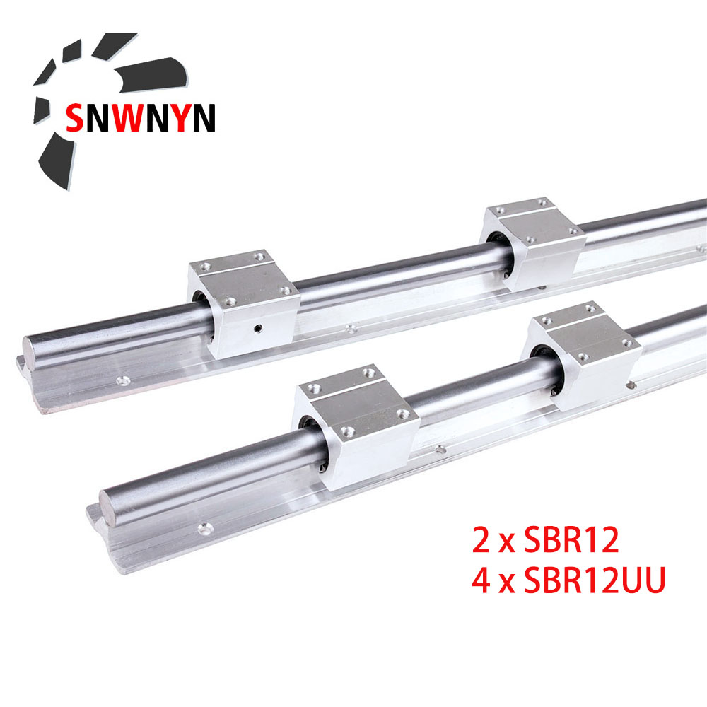 SBR12-800mm Guide Linear Bearing Rails Shaft 2Pcs SBR12UU Sliding Block CNC r 