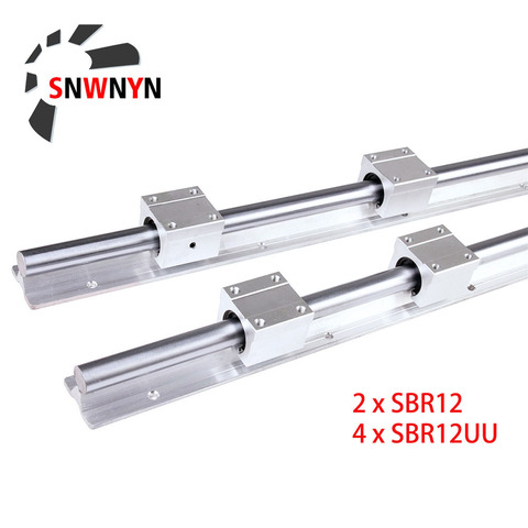 2 Pcs SBR12 Linear Rail Guide Slide+4Pcs SBR12UU Bearing Block Length 300 500 600 800 1000 1200 1500mm Fully Supported Shaft Rod ► Photo 1/6