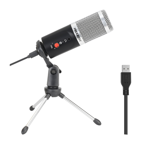FREEBOSS FB-W03 192KHz 16 bit Sampling Frequency Cardioid Capsule Low Noise Recording Chat USB Computer Condenser Microphone ► Photo 1/6