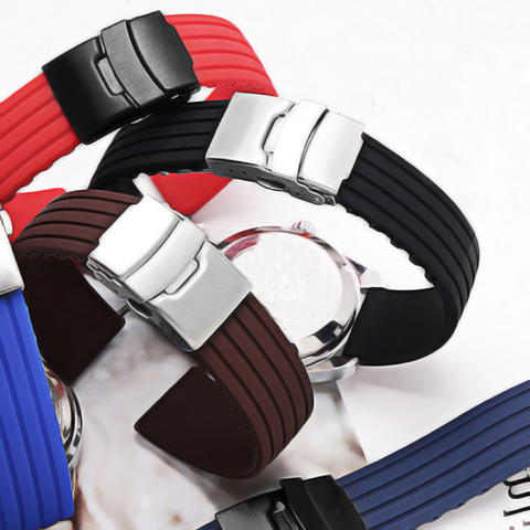 16mm 18mm 20mm 22mm 24mm Silicone Strap Folding Buckle for Samsung Galaxy Watch Gear S2 S3  Rubber Bracelet Strap Band ► Photo 1/6