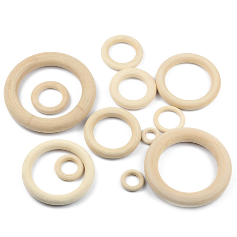 YHBZRET 20-95mm DIY Natural Wooden Beads Connectors Circles Rings Unfinished Wood Lead-Free Beads for Bracelet Jewelry Making ► Photo 1/5