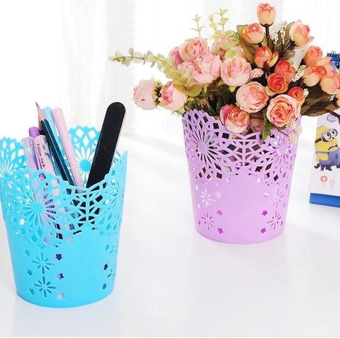 Storage Baskets Lace Hollow out Table Trash Can Pencil Holder Desk Organizer for Office School Home ► Photo 1/6