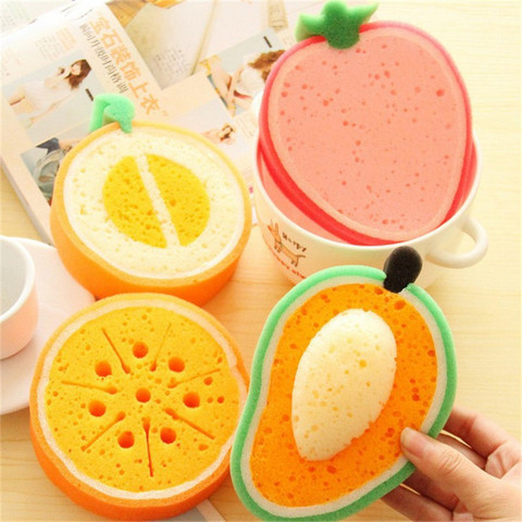 4pcs/set Creative Sponge Kitchen Accessories Fruit Shape Washing Dishes Sponge  Cleaning Dish Remove Stains ► Photo 1/6