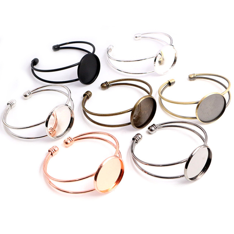 High Quality 20mm 25mm 7 Colors Plated Bangle Base Bracelet Blank Findings Tray Bezel Setting Cabochon Cameo ► Photo 1/6