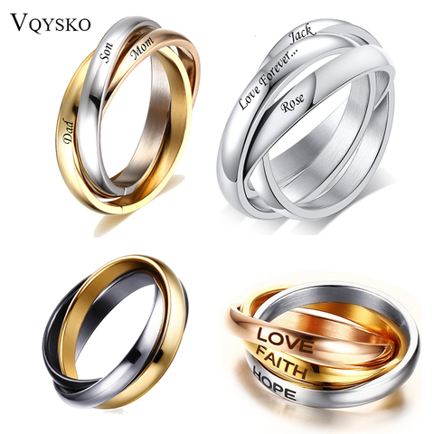 Customize Jewelry 3 Finger Ring Sets For Women Stainless Steel Wedding Engagement Ring Personalized Wholesale ► Photo 1/6