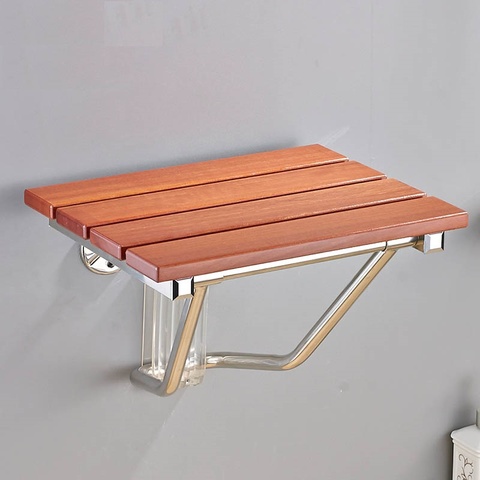 K-star Folding Bath Shower Seat  Wall Mounted Relaxation Shower Chair Solid Wood  Shower Folding Seat ► Photo 1/6