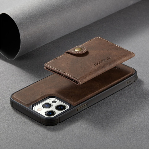 Magnetic Leather Wallet Flip Case for iPhone 12 Pro Max 11 X XR XS SE 2022 7 8 Plus Case Card Holder 2 IN 1 Removable Back Cover ► Photo 1/1